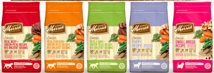 merrick classic real green peas with ancient grains dry dog food